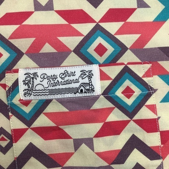PSI Party Shirt International Mens‎ Short Sleeve Button Shirt Pink Blue 2XL NWT - Picture 5 of 8